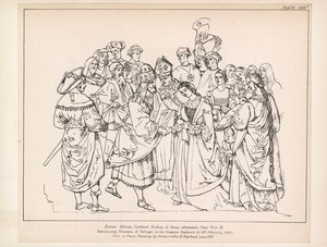 Aeneas Silvius, Siena Kardinal Piskoposu, daha sonra Papa Pius II (gravür) by English School
