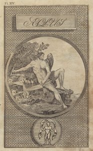 Aeolus, eski Roma rüzgar tanrısı (gravür) by English School