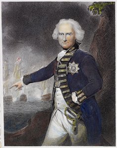 Alexander Hood, Vikont Bridport (renkli gravür) by English School