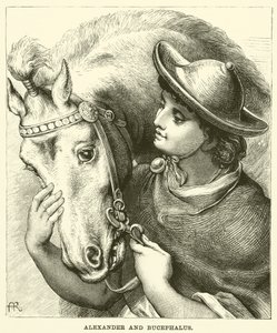 İskender ve Bucephalus (gravür) by English School