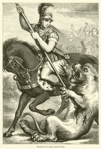 Büyük İskender ve Aslan (gravür) by English School