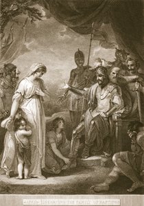 Alfred, Hastings'in ailesini özgürleştiriyor, David Humes The History of England'dan bir örnek, pub. R. Bowyer tarafından, Londra, 1812 by English School