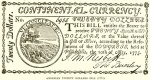 Amerikan Yirmi Doları Bill (1775) by English School