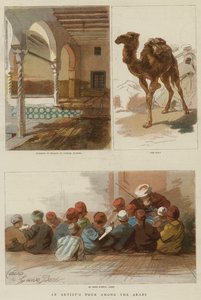 Araplar Arasında Bir Sanatçının Turu (renkli gravür) by English School