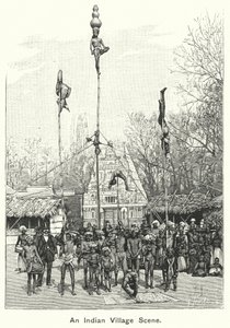 Bir Kızılderili Köyü Sahnesi (gravür) by English School