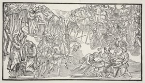 İrlandalı Şeflerin Son Dövüşü, 1581 (sepya fotoğrafı) by English School
