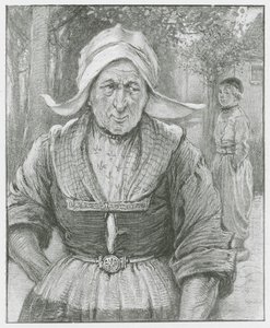 Yaşlı Hollandalı Kadın (taş baskı) by English School