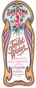 "san remo tuvalet suyu" için art nouveau parfüm etiketi, c.1900 by English School