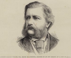 Andrew Barclay Walker, Esquire, Liverpool Belediye Başkanı, £ 20000 Maliyetli Sanat Galerisi Kurucusu (gravür) by English School