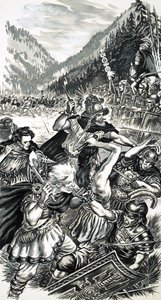 Alman Prensi Arminius, Romalılarla savaşıyor by English School