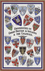Büyük Britanya, İrlanda ve Koloni Üniversitelerinin Kolları (renkli lito) by English School