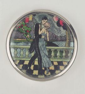 Art Deco Dancers Powder Compact, Stratnoid tarafından yapılmıştır, 1920-30 (emaye) by English School