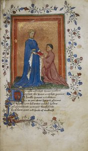 Arundel 38, f.37 Thomas Hoccleve Lancaster Prensi Henry'ye bir kitap sunar, 'De regimine principum'dan örnek by English School