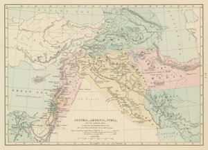 Asur, Ermenistan, Suriye ve Komşu Topraklar (renkli taş baskı) by English School
