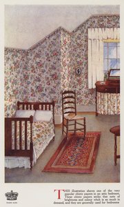 Tavan arası yatak odası (renkli litho) by English School