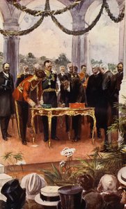 Avustralya Milletler Topluluğu, Federasyon Senedinin İmzalanması (renkli taş baskı) by English School