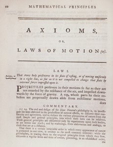 Aksiyomlar veya Hareket Kanunları, Sir Isaac Newton (1642-1727) 1777 tarafından yazılan Doğa Felsefesinin Matematiksel İlkelerinin I. Cildinden by English School