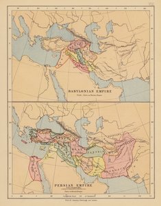 Babil İmparatorluğu; Pers İmparatorluğu (renkli taş baskı) by English School