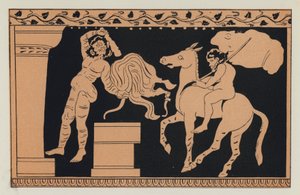 Bacchus ve Xanthias (renkli taş baskı) by English School