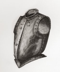 The British Army: Its Origins, Progress and Equipment, yayın tarihi 1868'den Yelek Zırhı olarak bilinen, önden açılan sırt ve göğüs zırhı, c.1580. by English School