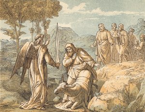 Balam ve Melek (renkli gravür) by English School