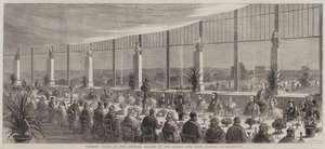 Sir Joseph ve Lady Paxton tarafından Kristal Saray'da verilen ziyafet (gravür) by English School