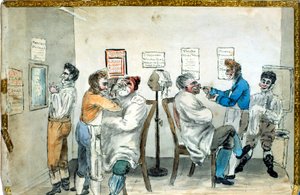 Berber Dükkanı (kağıt üzerine sulu boya) by English School