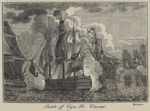 Cape St Vincent açıklarında savaş (gravür) by English School