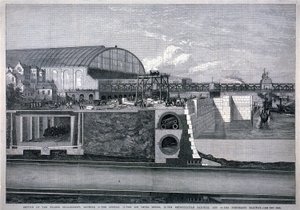 Bazalgette, Thames Dolgusu, 1867 by English School