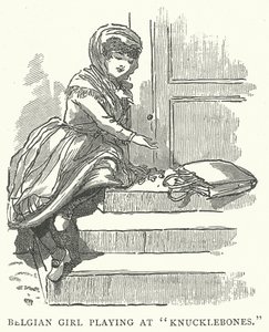 "Knucklebones "da Oynayan Belçikalı Kız (gravür) by English School