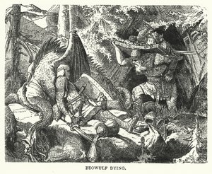 Beowulf ölüyor (gravür) by English School