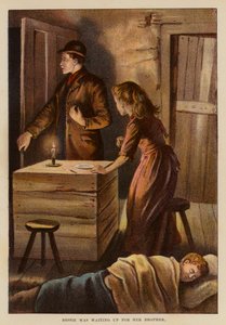 Bessie kardeşini bekliyordu (renkli litografi) by English School