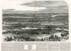 Kristal Saray ve Çevresindeki Ülkenin Kuşbakışı Görünümü, Büyük Sergi, 1851 by English School
