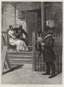 Black Courtship, the Early Bird (gravür) by English School