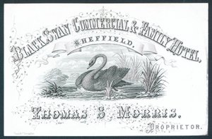 Black Swan Ticari ve Aile Oteli, Sheffield, ticari kart by English School