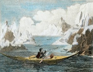Grönlandlı Bir Adamın Teknesi, 1779 civarı (gravür) by English School