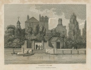 Temple Merdivenlerinde su üzerinde tekneler by English School