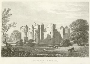 Bodyham Kalesi, Sussex (gravür) by English School