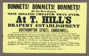Bonnet! Bonnet! Bonnet! T Hills, Southampton Street, Camberwell, Londra by English School