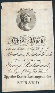 Kitap plakası, bu kitap Abraham Vandenhoeck ve George Richmond