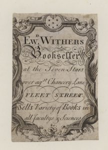 Kitapçılar, Edward Withers, ticaret kartı by English School