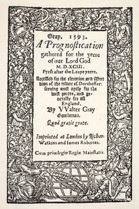 Ayakta küre ile sınır, Watkins ve Roberts tarafından basılan Walter Gray tarafından bir Prognostikasyon, 1593 by English School