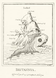 Britannia, İngiltere haritası (gravür) by English School