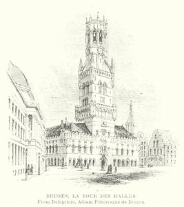 Bruges, Halles Kulesi (gravür) by English School