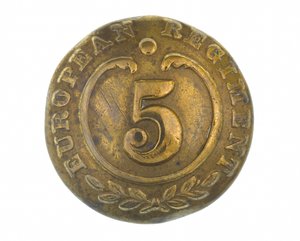 Düğme, diğer rütbeler, 5. Bengal Avrupa Alayı, 1858-1860 by English School