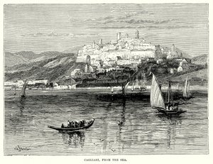 Cagliari, Denizden (gravür) by English School