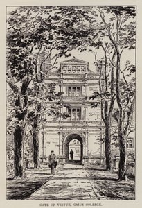 Cambridge: Erdem Kapısı, Caius Koleji (gravür) by English School