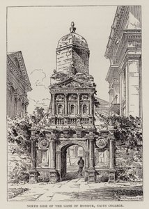 Cambridge: Onur Kapısının Kuzey Tarafı, Caius Koleji (gravür) by English School