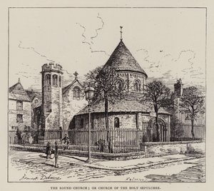 Cambridge: Yuvarlak Kilise; veya Kutsal Kabir Kilisesi (gravür) by English School