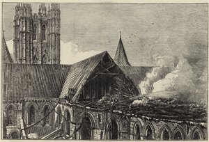 Son yangından sonra Canterbury Katedrali by English School